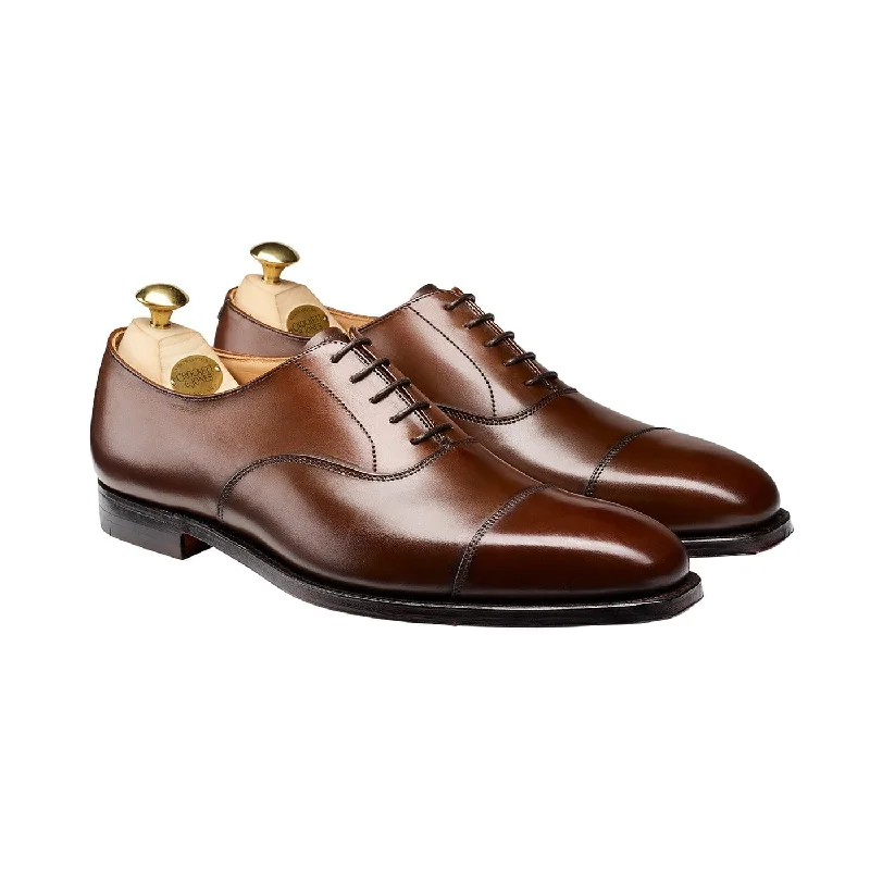 Men's Oxford shoes with a buckle closure and a pointed toeHallam Dark Brown Burnished Calf