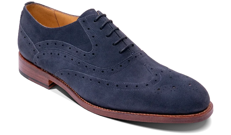 Men's Oxfords with a cap - toe design and a rubber heelLiffey -Navy Nubuck