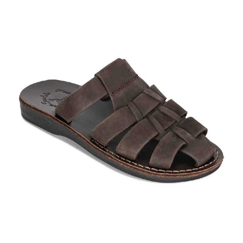 Men's sandals with a stretchy strap for a better fitMichael Slide - Leather Pacific Slide Sandal | Brown Nubuck