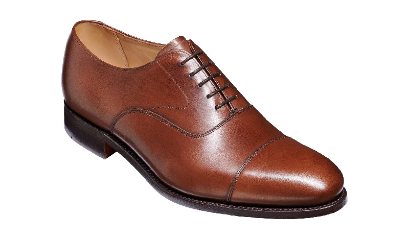 Men's Oxford shoes with a decorative inlay on the toeMalvern - Dark Walnut Calf