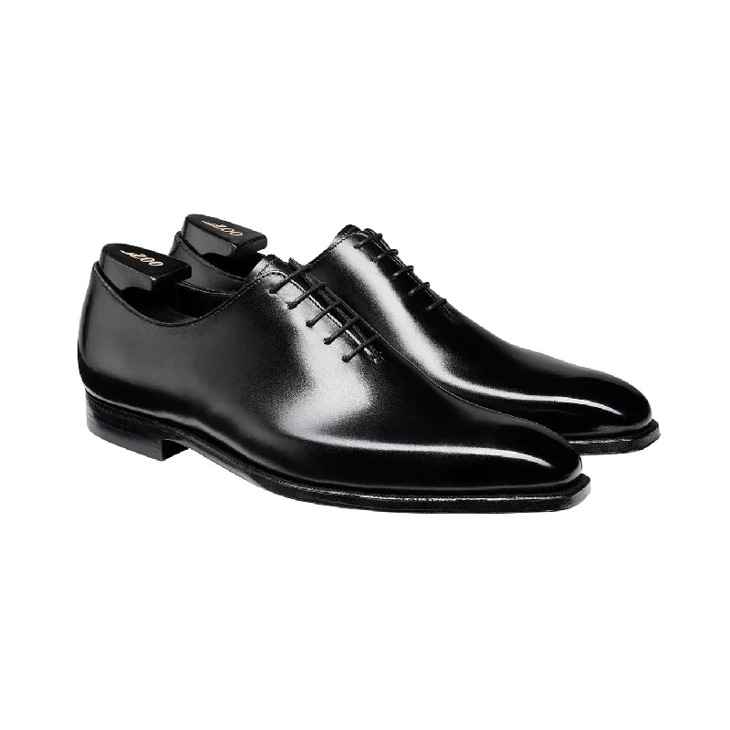 Men's Oxfords with a low - heeled design and a square toeJames Black Calf