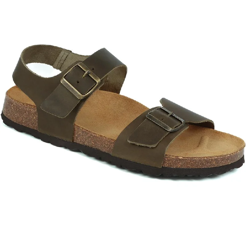 Men's sandals with a decorative buckle or charmWoburn Leather Sandals - WOBURN / 325 468