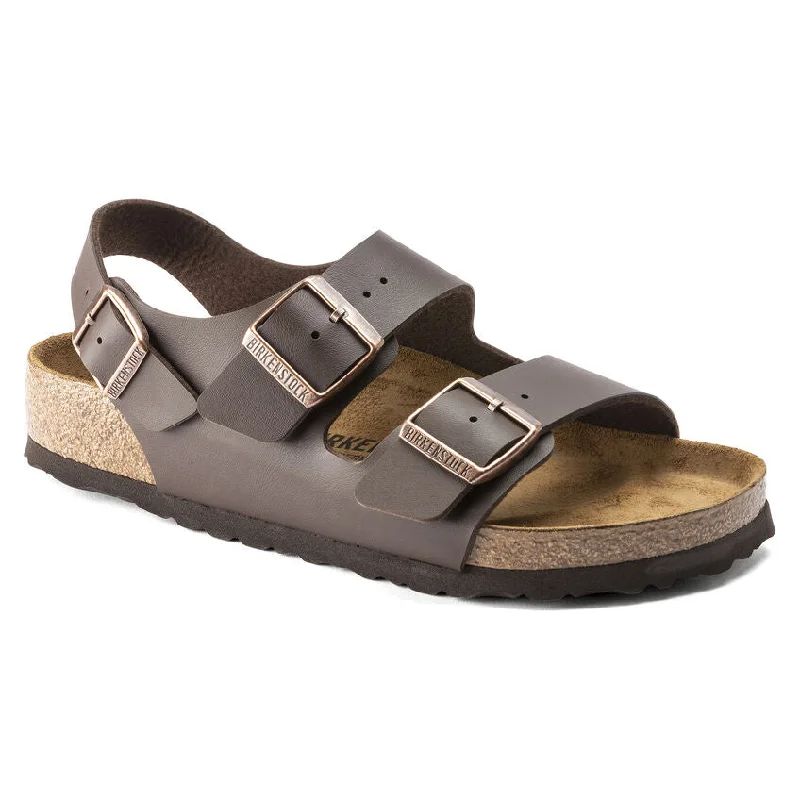 Men's leather sandals with an adjustable strapMilano Dark Brown BF R