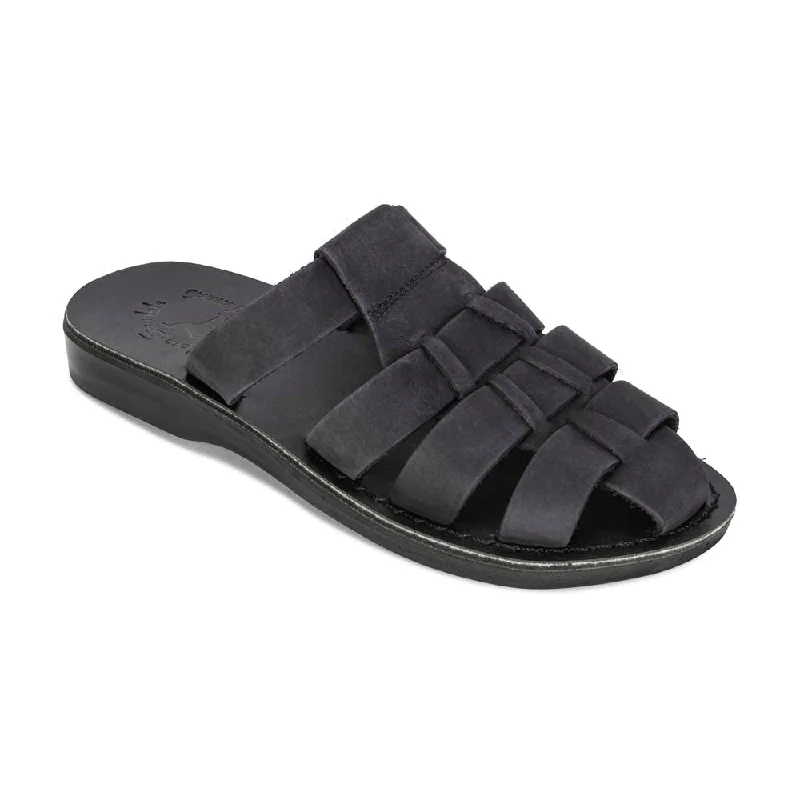 Men's sandals with a durable outer soleMichael Slide - Leather Pacific Slide Sandal | Black Nubuck