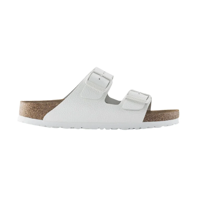 Men's sandals with a perforated leather upper for ventilationBrikenstock Arizona Soft Footbed Sandal - Leather White