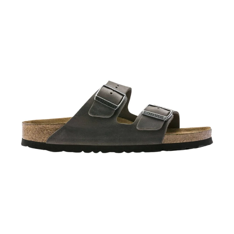 Men's sandals with a wide strap for supportBrikenstock Arizona Soft Footbed Sandal - Oiled Leather Iron