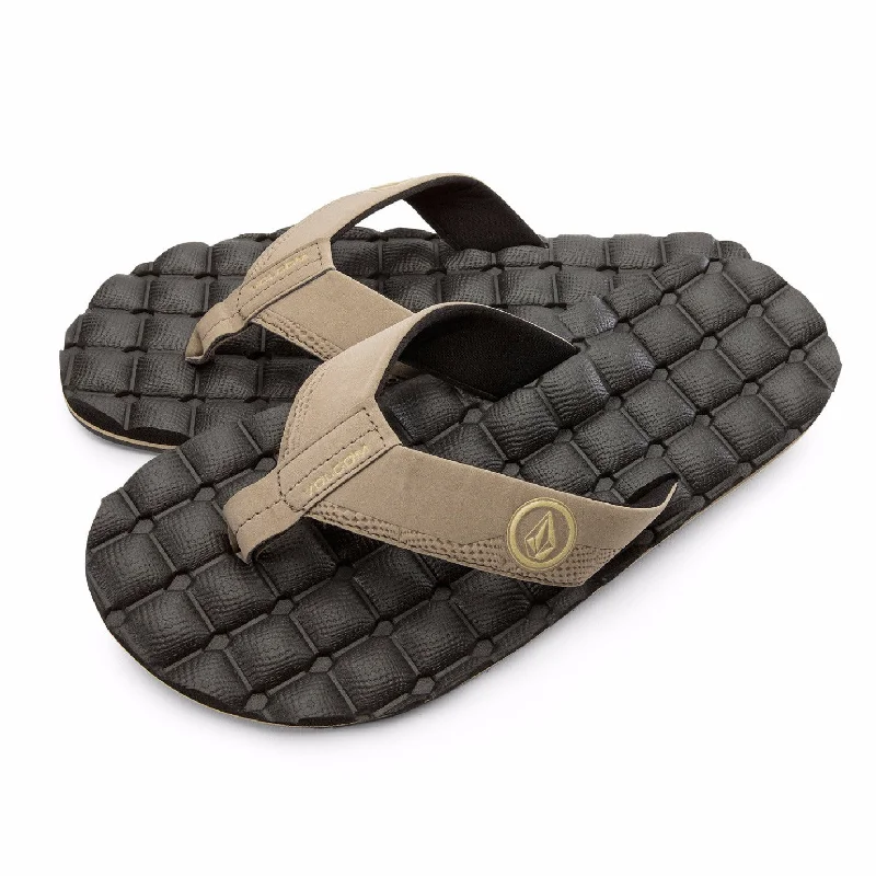 Men's sandals with a rubber sole for tractionVolcom Men's Recliner Comfort Foam Sandals - Khaki