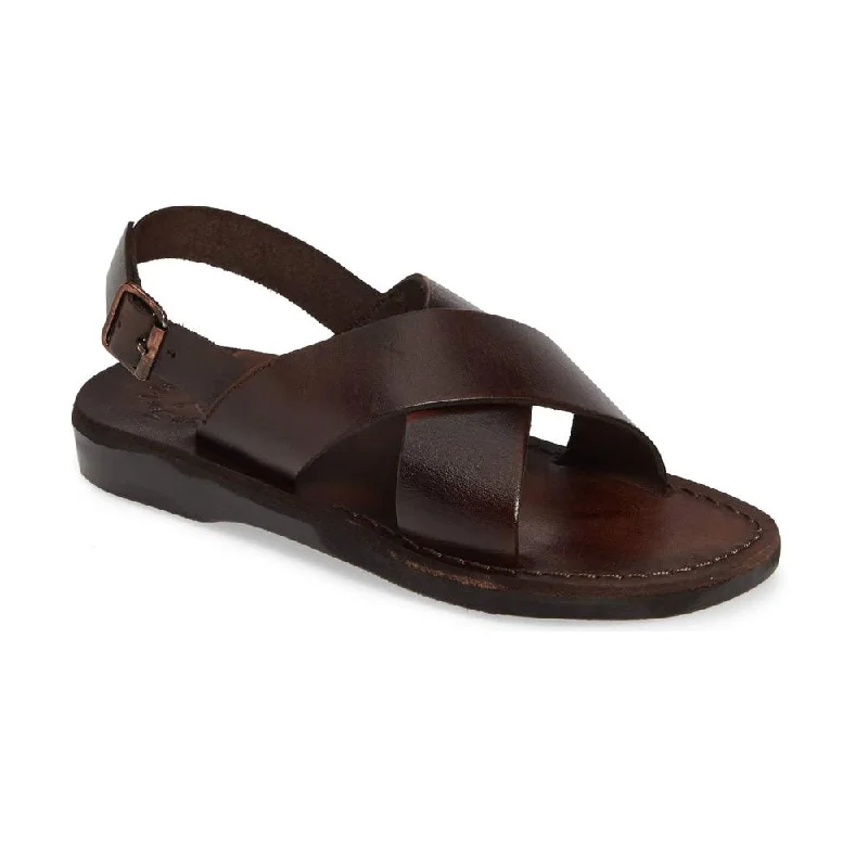 Men's sandals with a stretchy strap for a better fitElan Buckle - Leather Thick Strap Sandal | Brown