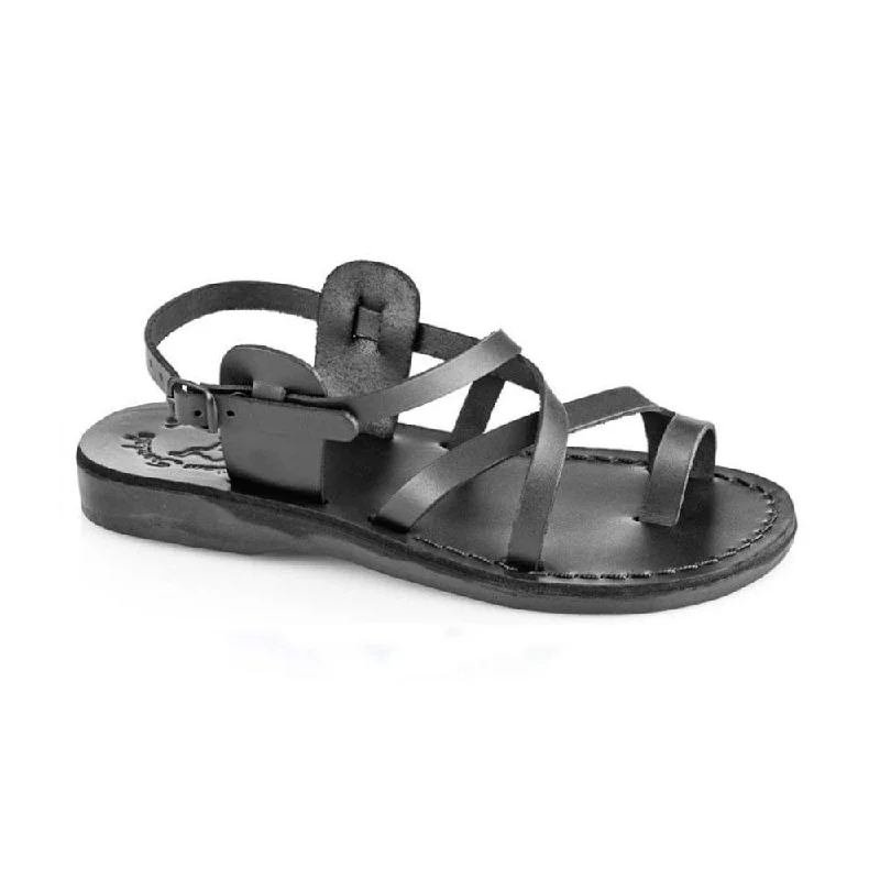 Men's sandals with a wide strap for supportThe Good Shepherd Buckle - Leather Toe Loop Sandal | Black