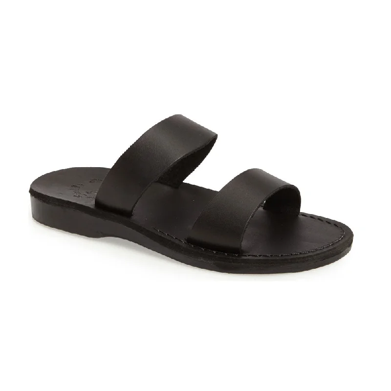 Men's sandals with a contrast stitching detailAviv - Leather Double Strap Sandal | Black