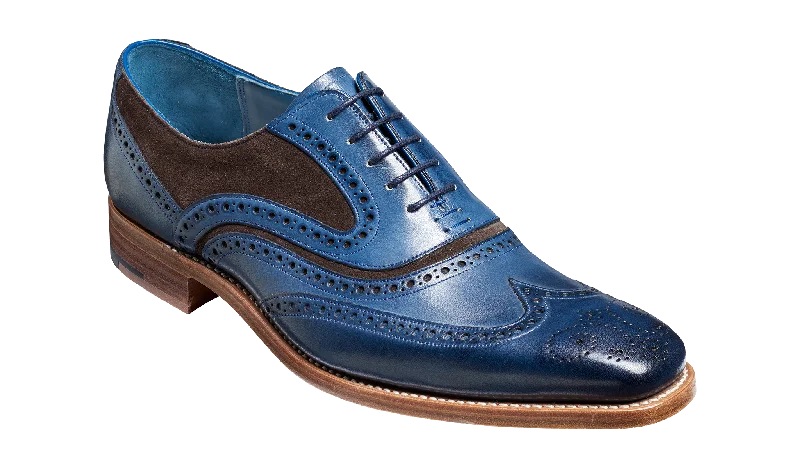 Brogue - perforated men's Oxfords for a traditional lookMcClean - Navy Hand Painted / Choc Suede