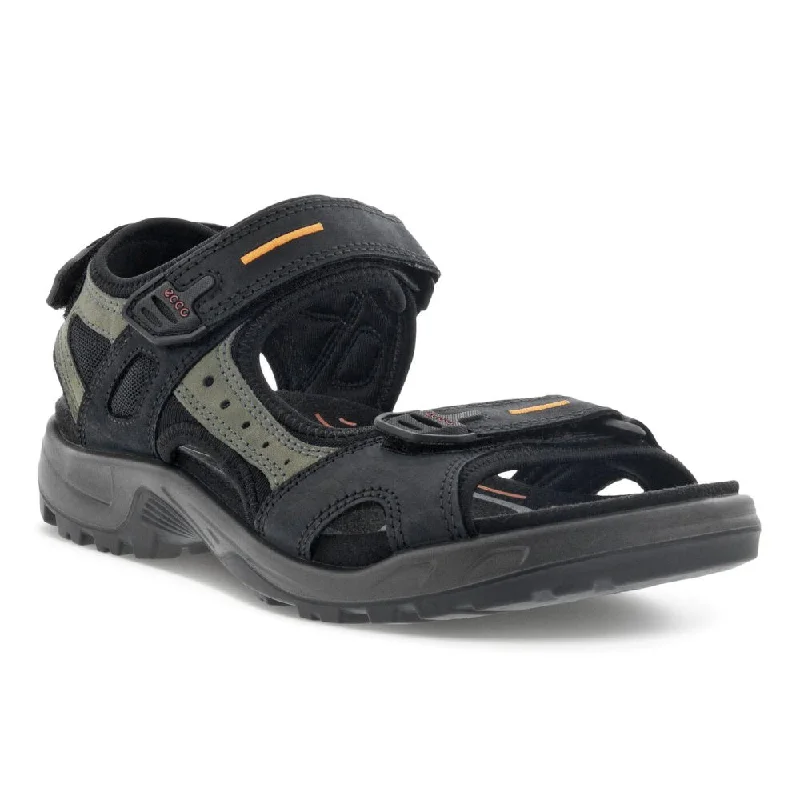 Men's sandals with a removable insole for cleaningEcco Men's Yucatan Sandal - Black/Mole/Black