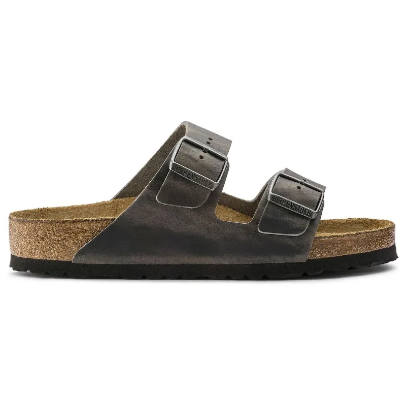 Men's sandals with a removable insole for cleaningBirkenstock Men's Arizona Soft Footbed Iron Oiled Leather