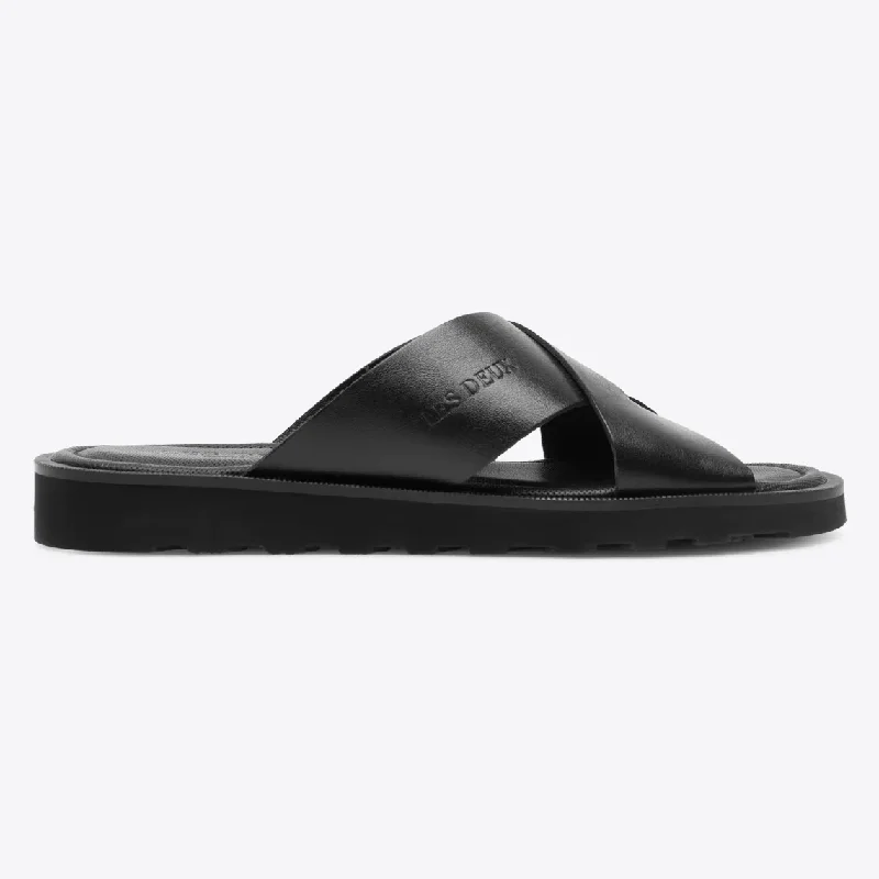 Men's sandals with a stretchy strap for a better fitLarry Leather Sandal (Black)