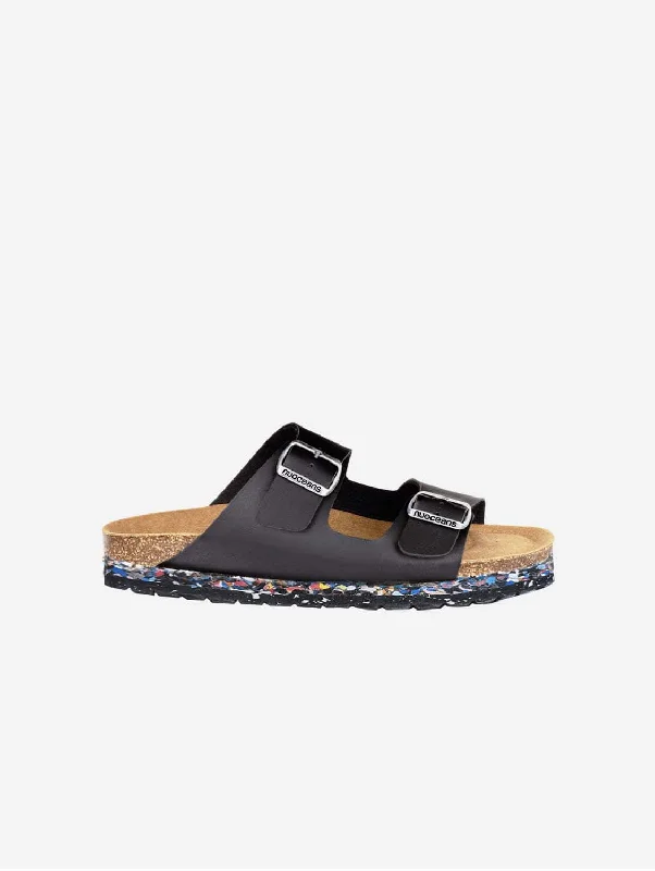 Men's sandals with a durable outer soleNuo Recycled Flipflop & Cork Buckled Sandals | Onyx