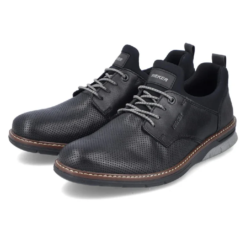 Men's Oxford shoes with a double - buckle strapRieker Dustin 50 Black Leather Oxford (Men's)