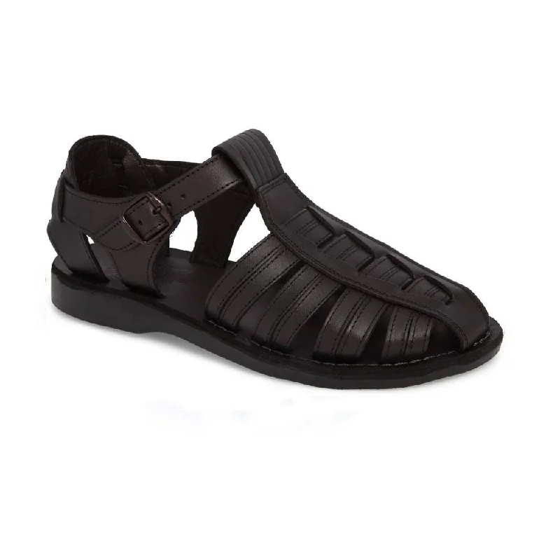 Men's sandals with a durable outer soleBarak - Leather Closed Toe Sandal | Black