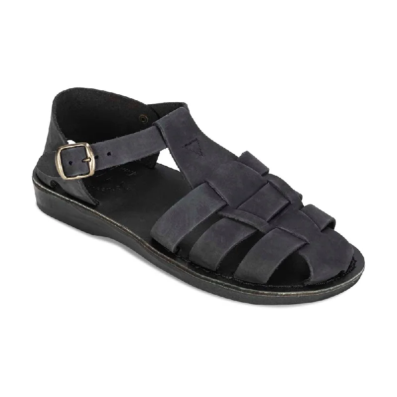 Men's sandals with a cushioned footbedDaniel - Leather Fisherman Sport Sandal | Black Nubuck