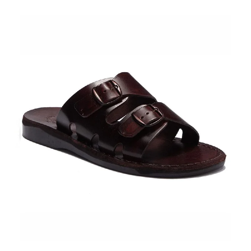 Men's sandals with a toe post designBarnabas - Leather Double Buckle Sandal | Brown