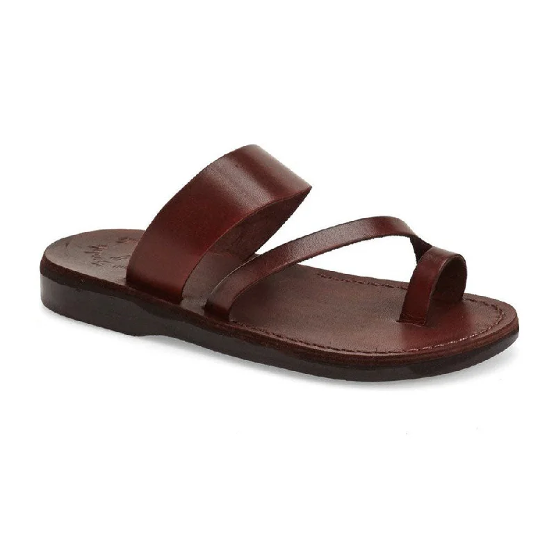 Men's sandals with a toe post designZohar - Leather Toe Ring Sandal | Brown