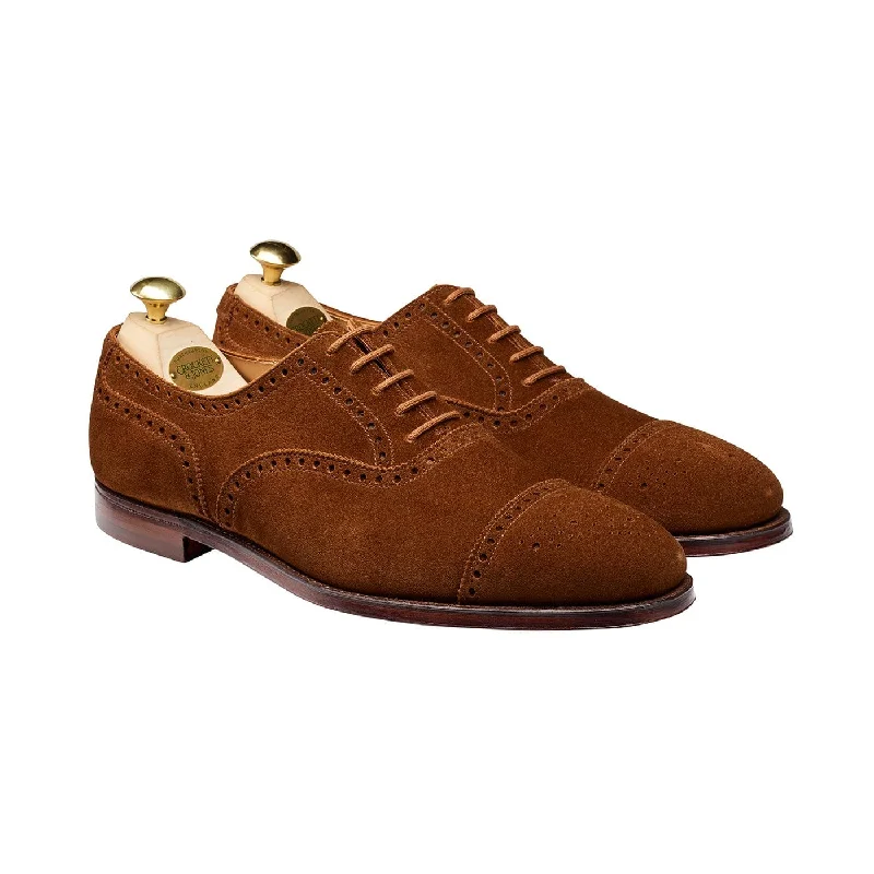 Men's Oxford shoes with a wingtip design and leather soleWestfield Tobacco Calf Suede