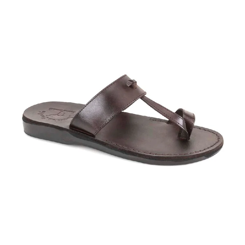 Men's sandals with a wide strap for supportNathan - Leather Slip On Sandal | Brown