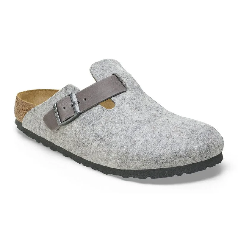 Men's sandals with a stretchy strap for a better fitBoston Felt Leather Regular (Light Grey)