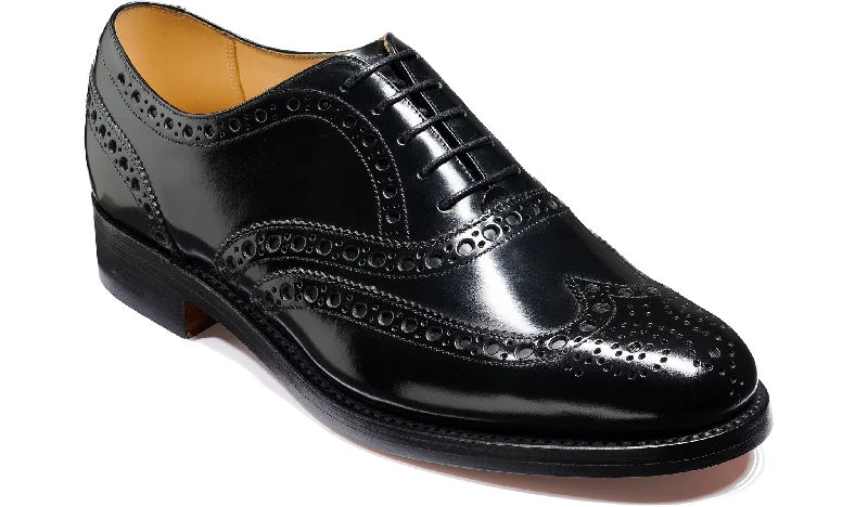 Men's Oxfords with a perforated leather strap for ventilationPadstow - Black Hi-Shine