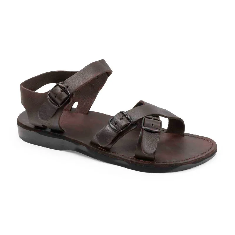 Men's sandals with a rubber sole for tractionJames - Leather Adjustable sandal | Brown