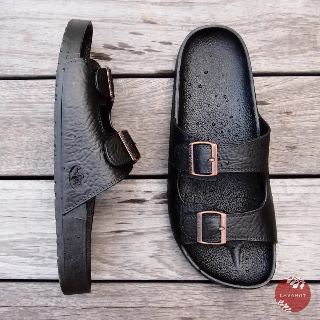 Men's sandals with a toe post designBlack Buckle™ - Pali Hawaii Sandals