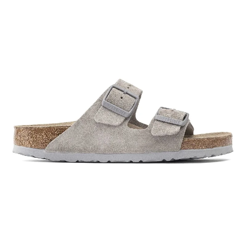 Men's sandals with a removable insole for cleaningBirkenstock Men's Arizona Soft Footbed Stone Suede