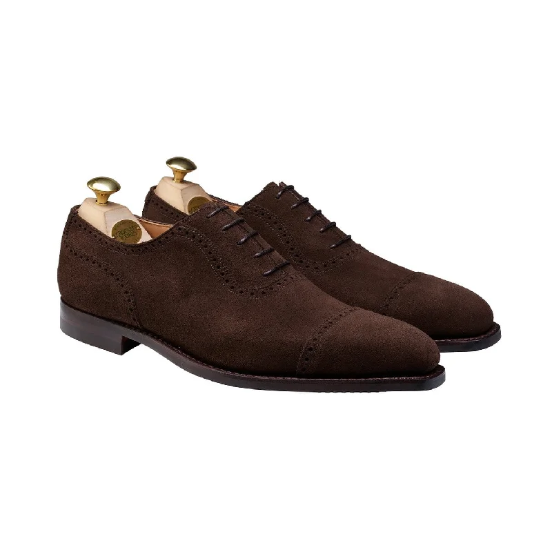 Men's Oxfords with a perforated leather strap for ventilationWestbourne Dark Brown Calf Suede