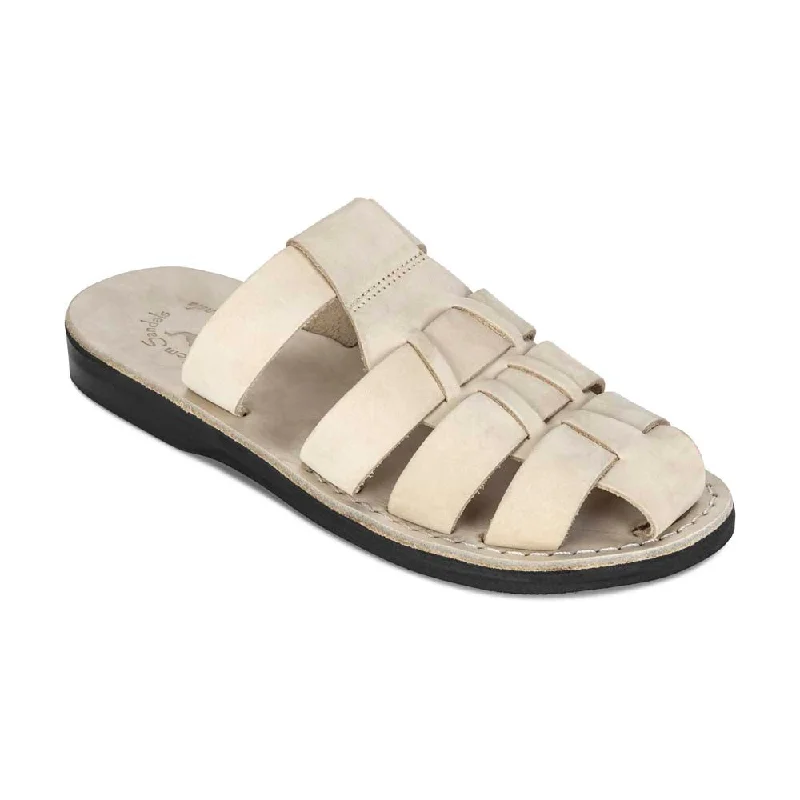 Men's sandals in a neutral color like black or brownMichael Slide - Leather Pacific Slide Sandal | White Nubuck