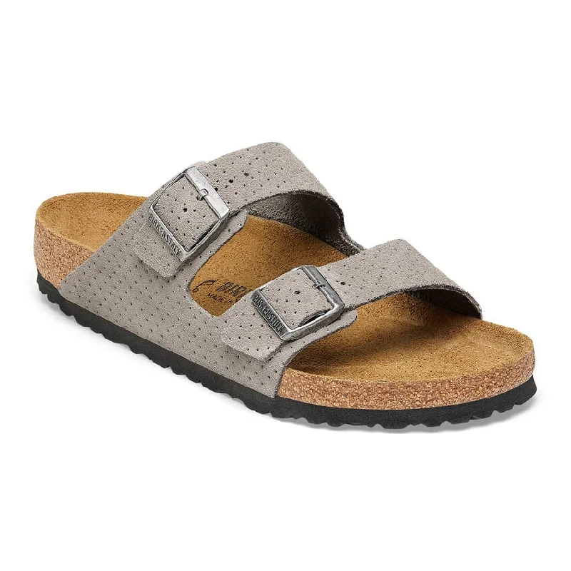 Men's sandals with a stretchy strap for a better fitBirkenstock Arizona Suede Embossed