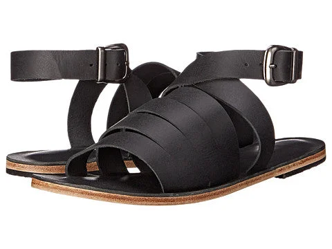 Men's sandals with a rubber sole for tractionSanta Monica Blvd - Cross Anklet Buckle Sandals | Black