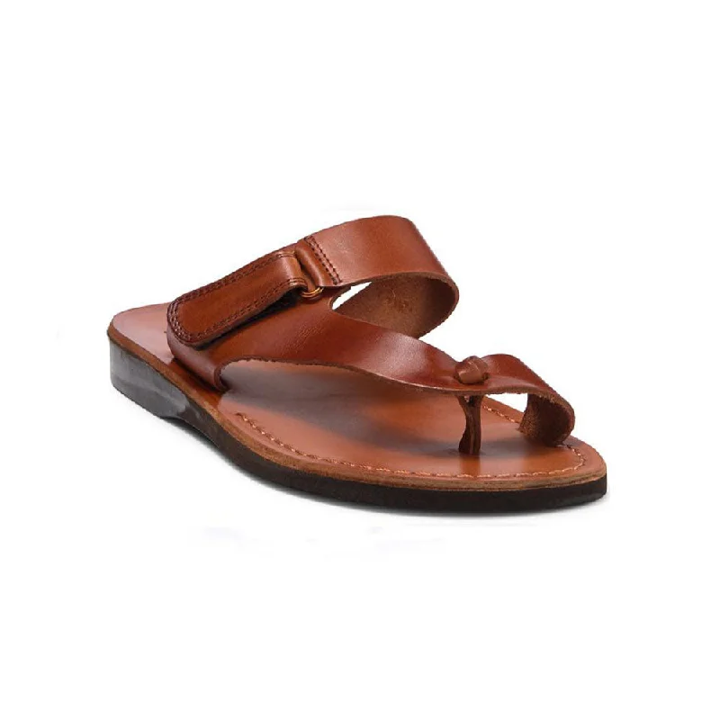 Men's sandals with a wide strap for supportRafael - Leather Velcro Strap Sandal | Honey