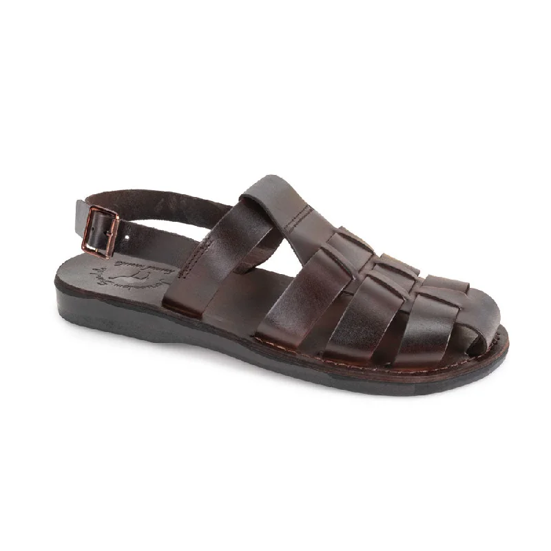 Men's sandals with a contrast stitching detailMichael - Slingback Leather Fisherman Sandal | Brown