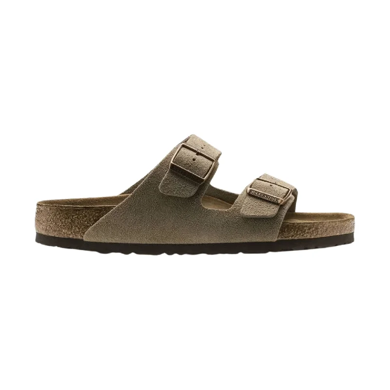 Men's sandals with a durable outer soleBrikenstock Arizona Soft Footbed Sandal - Suede Taupe