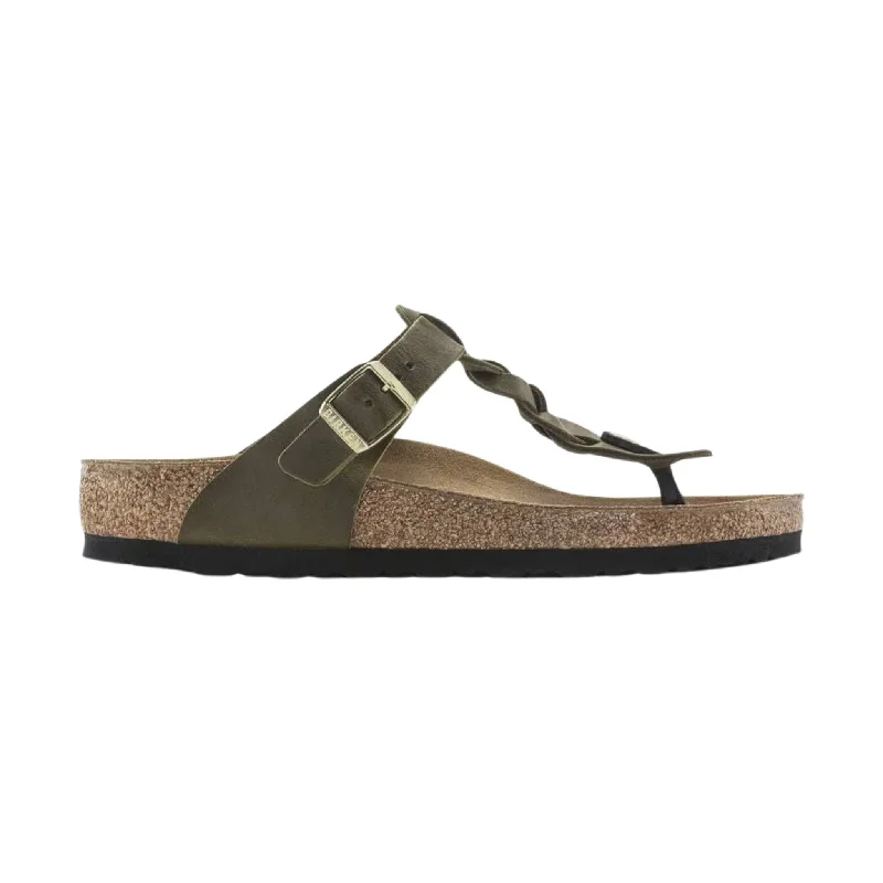 Men's sandals with a cushioned footbedBirkenstock Gizeh Braided Sandals - Oiled Leather Olive