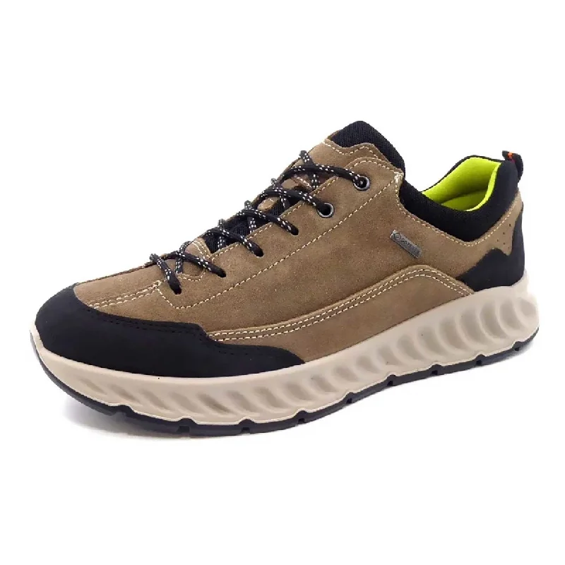 Men's Oxford shoes with a decorative inlay on the toeAra Men's Pietro Taupe/Black Gore-Tex Waterproof