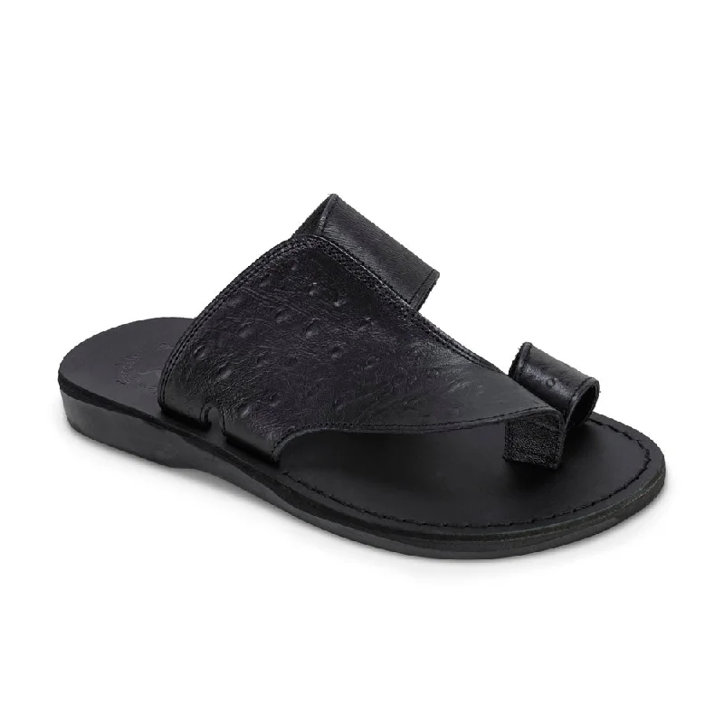 Men's sandals with a pointed toe for a stylish lookPeter LE - Leather Toe Strap Sandal | Black Ostrich