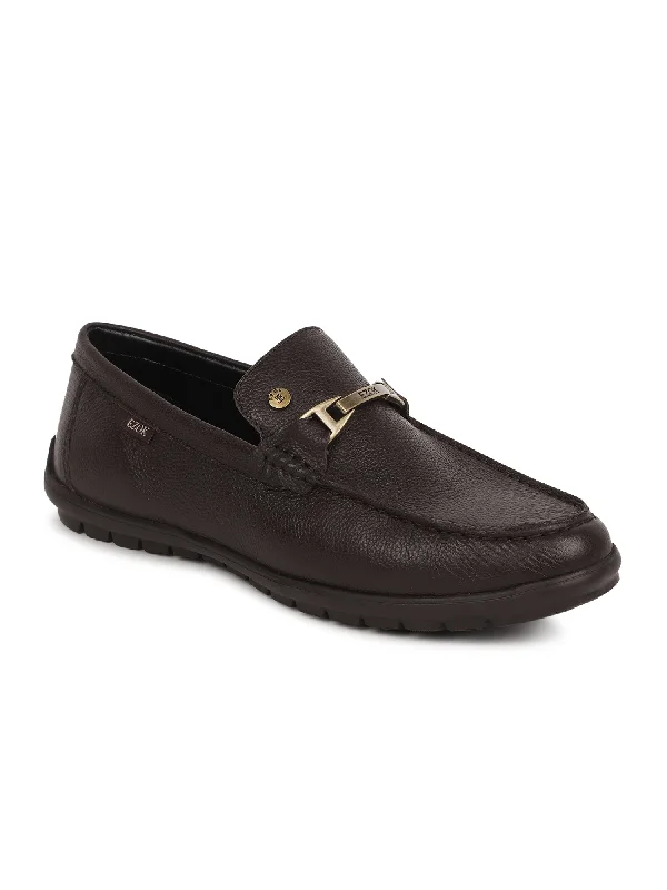 Ezok Men Brown Leather Loafer Mocassins