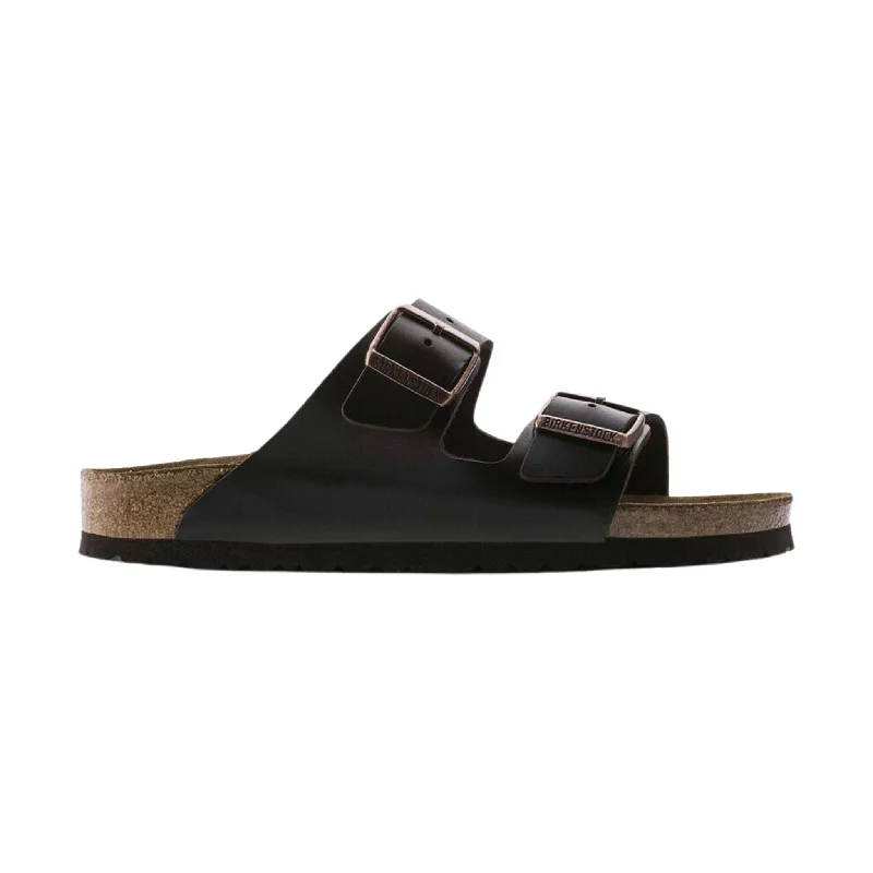 Men's sandals with a stretchy strap for a better fitBrikenstock Arizona Soft Footbed Sandal - Leather Amalfi Brown - ONLINE STORE CREDIT/EXCHANGE ONLY