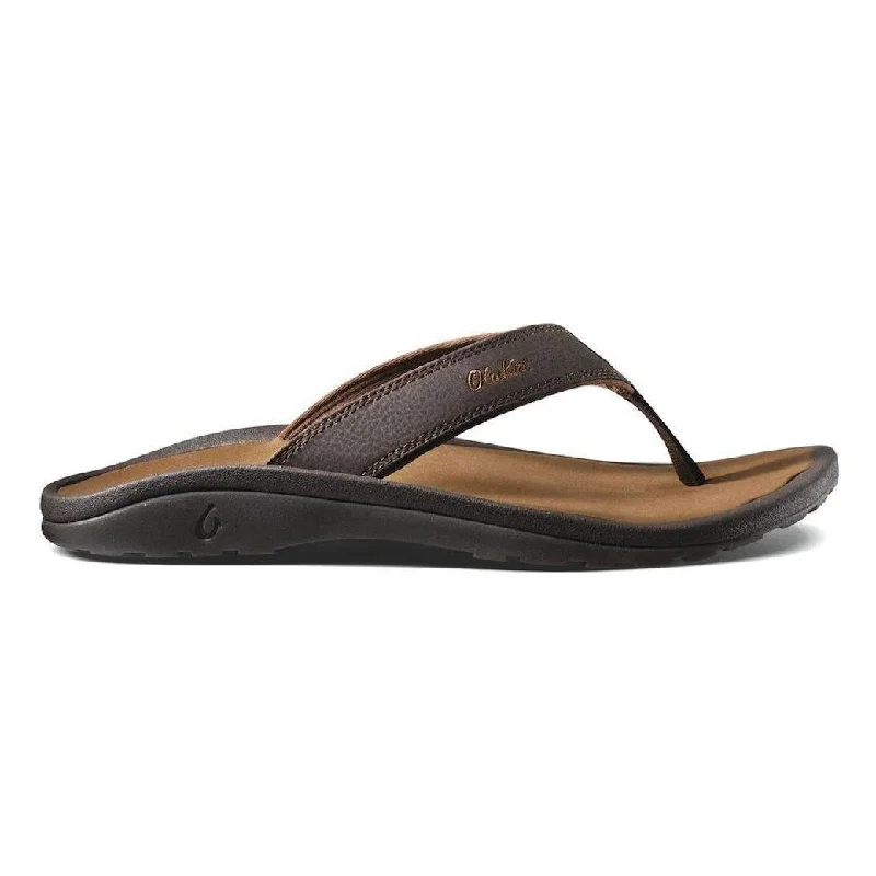 Men's sandals with a rubber sole for tractionOluKai Men's Ohana Dark Brown/Ray