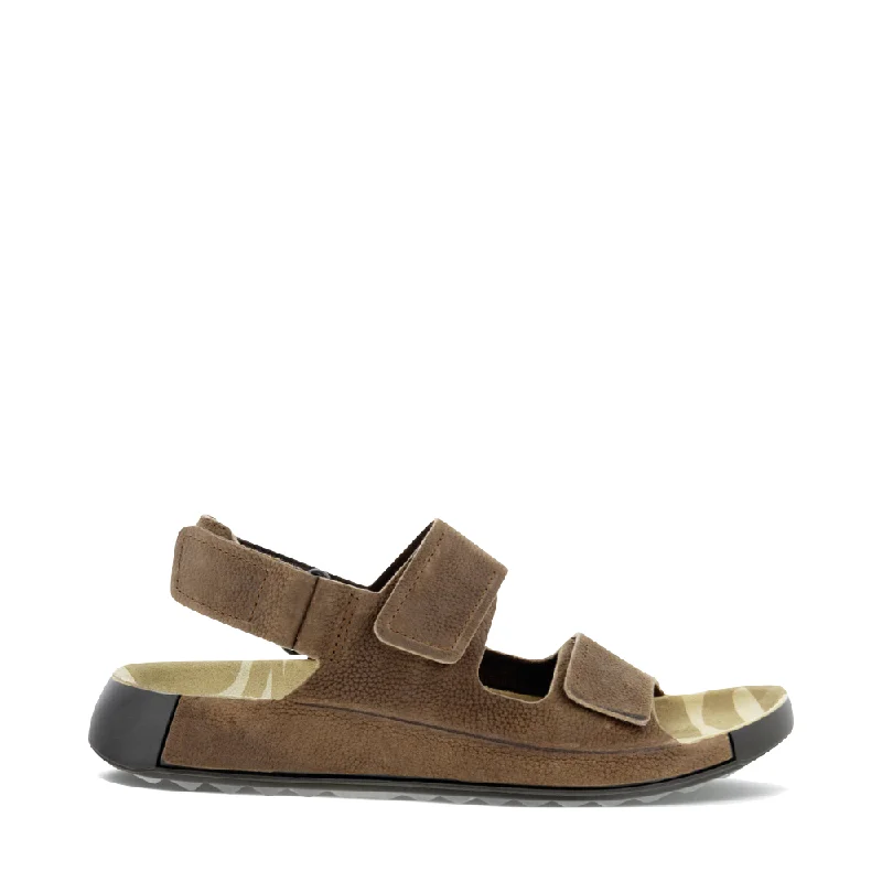 Men's sandals with a padded heelEcco Men's Cozmo Flat 3 Adjustable Strap Sandal in Cocoa Brown