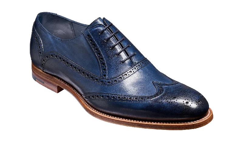 Men's leather Oxford shoes with a plain toeValiant - Navy Hand Painted