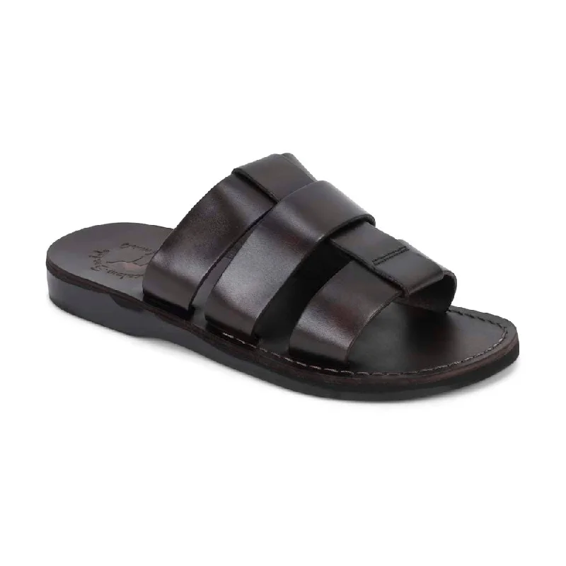 Men's sandals with a stretchy strap for a better fitMicah - Leather Double Strap Sandal | Brown