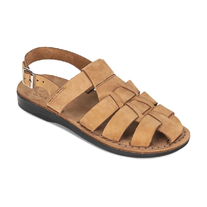 Men's sandals with a buckle closureMichael - Slingback Leather Fisherman Sandal | Camel Brown Nubuck