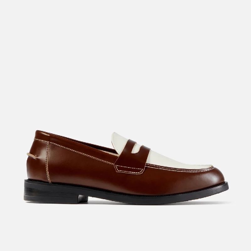 Wilde Chestnut + White Penny Loafer - Men's