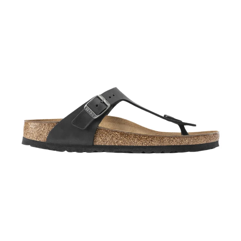 Men's leather sandals with an adjustable strapBirkenstock Gizeh Sandal - Oiled Leather Black